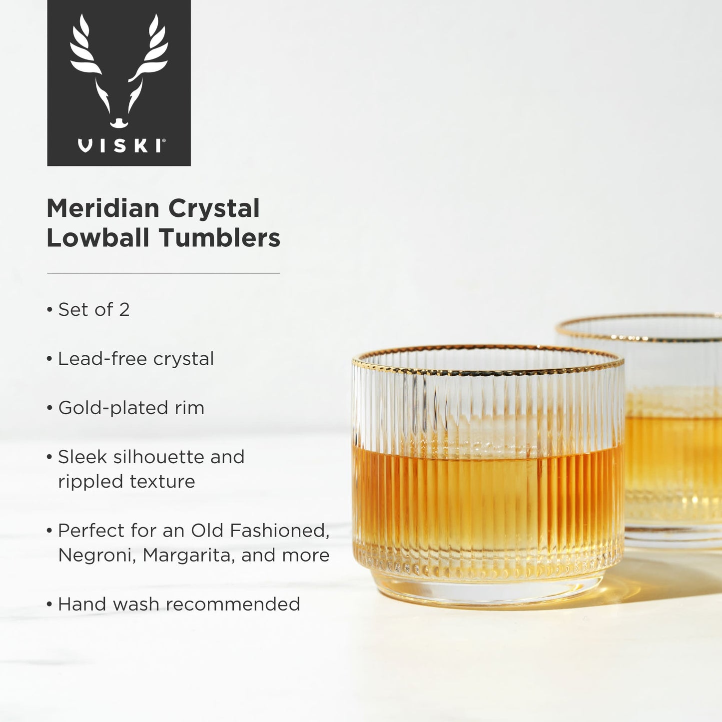 Clear ripple crystal lowball glass