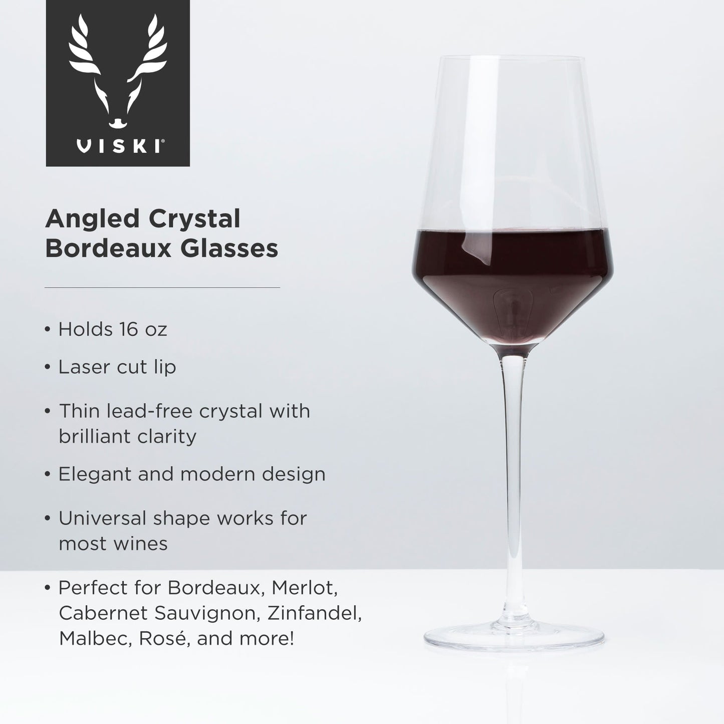 Crystal beveled Bordeaux wine glass
