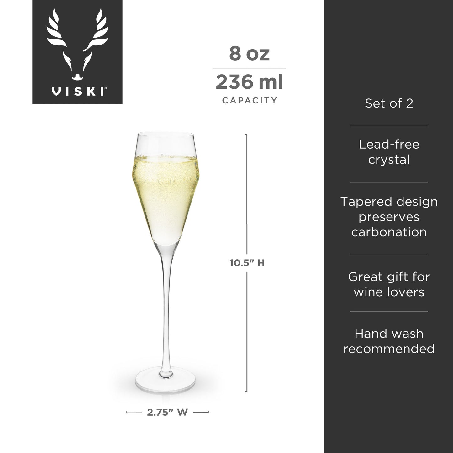Crystal Angled Prosecco Glasses