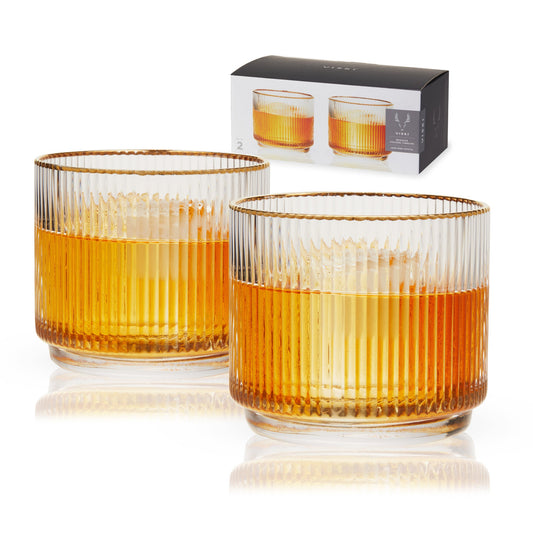 Clear ripple crystal lowball glass